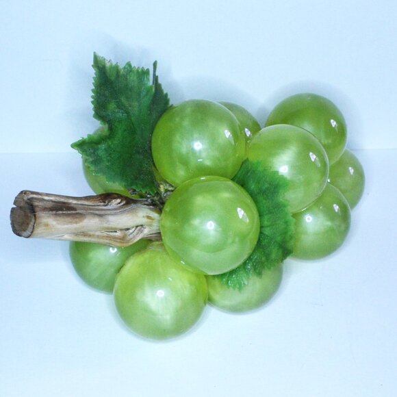 Decorative Green Grapes On Wood Vine Glass MCM Kitchen Dining Decor - Picture 2 of 7
